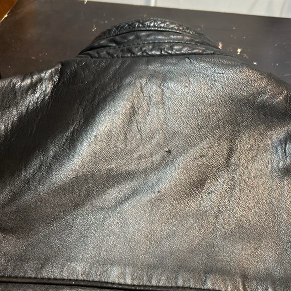 The‎ Olde Hide House Men’s Black Leather Jacket Quilted Bomber Biker Size L-READ - Picture 13 of 15